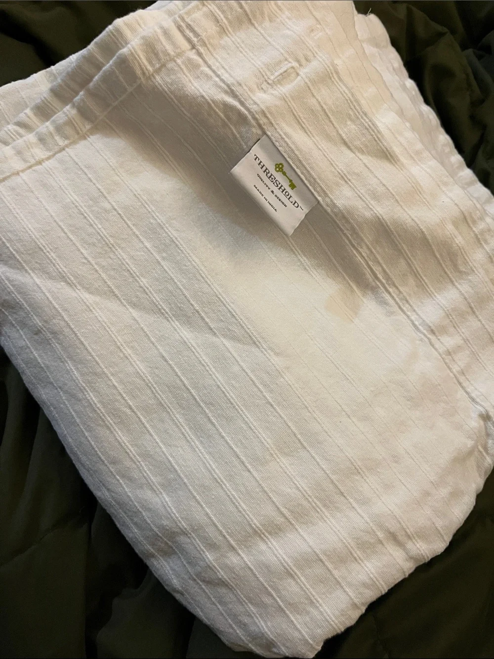 Threshold ~ offwhite Cream Ribbed Cotton Shower Curtain~ 💯 cotton